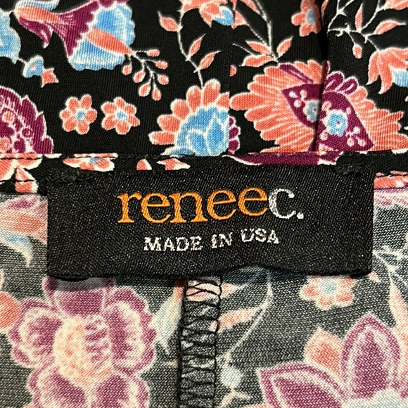 ❣️Renee C Thin Knit Stretch Jersey Shift Black Floral Career Office Casual Dress - Picture 11 of 13